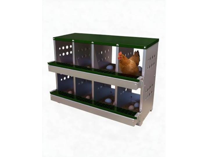 IDEALHOUSE Legebox Hühner 8-Fach Verzinkt Legenest，Kunsteiern 92x42x63cm Verzinkter Stahl, 2 Ebenen, ausziehbares Tablett. Langlebig, rostfrei. Ideal für Hühnerstall. Eiersammlung mit Kunsteiern.