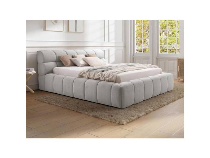 Lit coffre 180 x 200 cm - Tissu - Gris clair - FORVIK