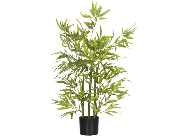 Homcom Künstlicher Bambus groß 90 cm Kunstpflanze, Grün, Kunststoff, 90 cm, Dekoration, Blumen & Blumentöpfe, Kunstpflanzen