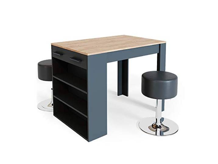 Vicco Esstisch-Set Repose , Anthrazit/Goldkraft Eiche 67 x 100 cm mit 2 Hockern, geeignet als Arbeitsfläche oder zusätzlicher Ablagebereich