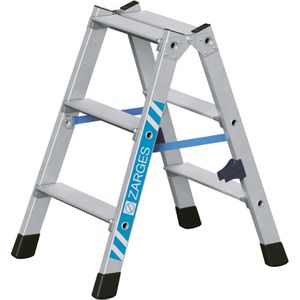 Zarges Stehleiter Nova B, 42463, beidseitig begehbar, aus Aluminium, bis 150kg, mit 2 x 3 Stufen