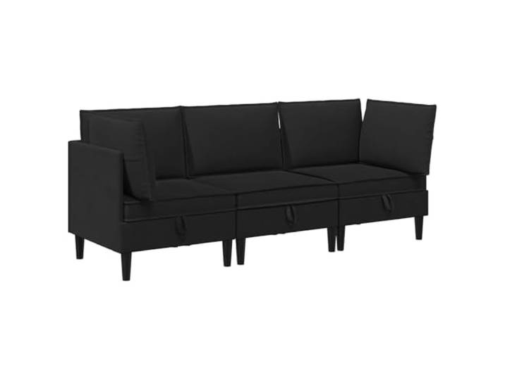GHVBNMF 3-Teilige Sofa Set Stoff Couch Garnitur für Wohnzimmer Schwarz Modulare Polsterecken und Mittelsessel aus robustem Polyester-Stoff mit Schaumstoffpolsterung für dein Wohnzimmer.