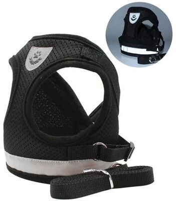 Inspired Living Reflective Escape Proof Cat Harness And Leash Set Adjustable Soft Mesh Cat Harness For Safe Outdoor Adventures black l