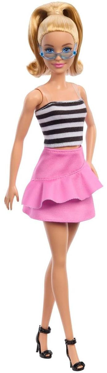 Mattel Barbie Fashionista pop met zwart-wit top en roze rok