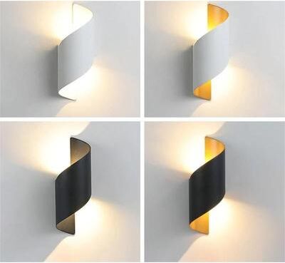 Uplifted Goods Modern Spiral LED Wall Lamp Waterproof Indoor Outdoor Sconce Light white Gold Small warm White 3000k