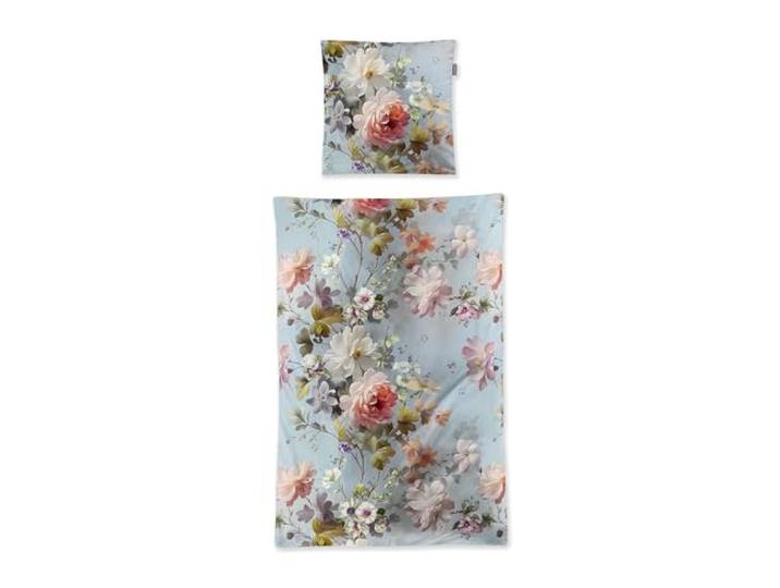 Irisette Wave Mako-Satin Bettwäsche 155x220 Rosen Romantik hellblau rosa 8596-20