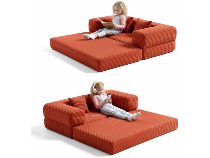 Bettsofa Kid Ziegelrot Leinenstoff B 140 T 70 cm - Bettsofa