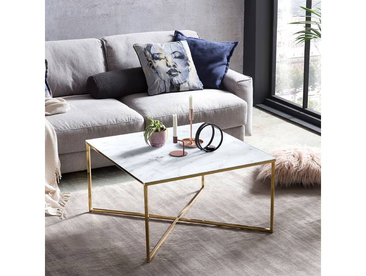 Couchtisch Morrin rechteckig 80 x 45 x 80cm Weiß/Weiß/Gold