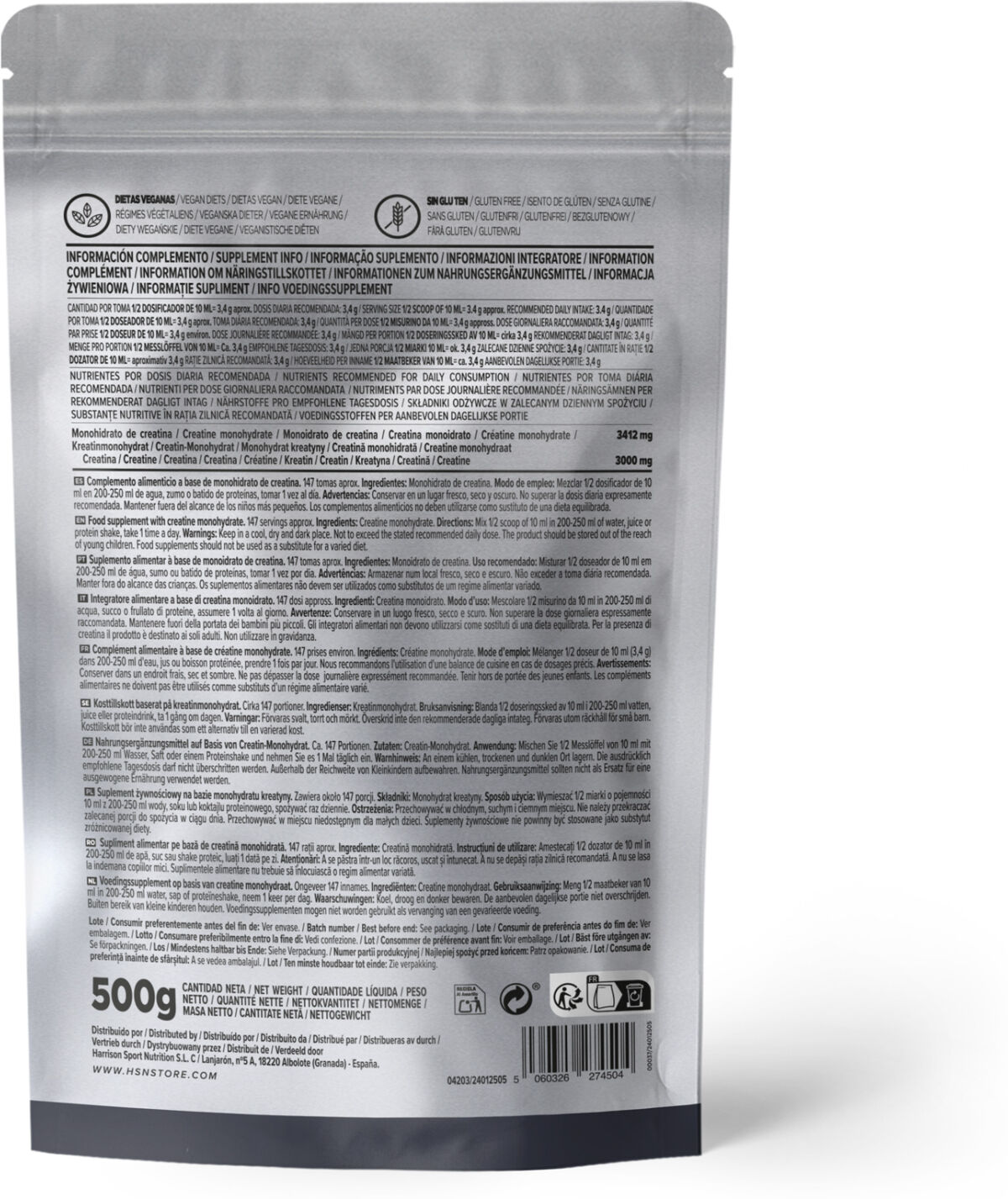 HSN Creatina monohidrato en polvo (200 mesh) 500g - Creatina - Polvo - 147  Servicios