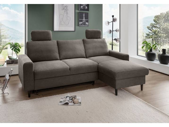 freiraum Ecksofa Pris, Schlaffunktion, Stauraum, anthrazit - 234x88x147 (BxHxT)