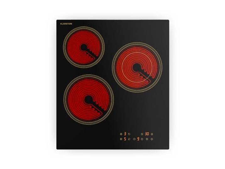 Klarstein Victoria Plaque De Cuisson Vitrocéramique - 45 cm\, 3 Zones\, 5000 W\, Design Rétro\, Curseur Tactile\, Minuterie\, Sécurité Enfants\, Double Zone\, Surface Facile À Nettoyer