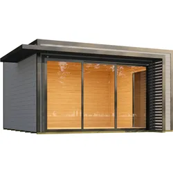 Weka Design Gartenhaus Pure Garden Amberley Inkl. Glasschiebetür 3-flüglig & Glasschiebetür 2-flüglig, 400 x 400 cm