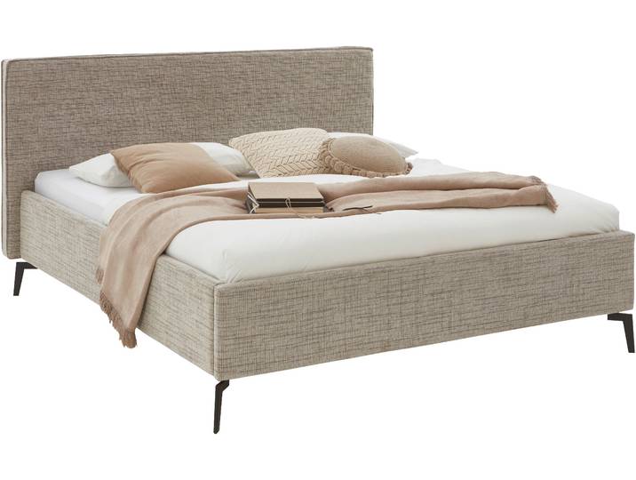 Polsterbett MEISE.MÖBEL Riva II , braun (toffee, toffee), B:205cm L:216cm, Betten, Polsterbett, mit schwarzen Metallfüssen, wahlweise mit Bettkasten