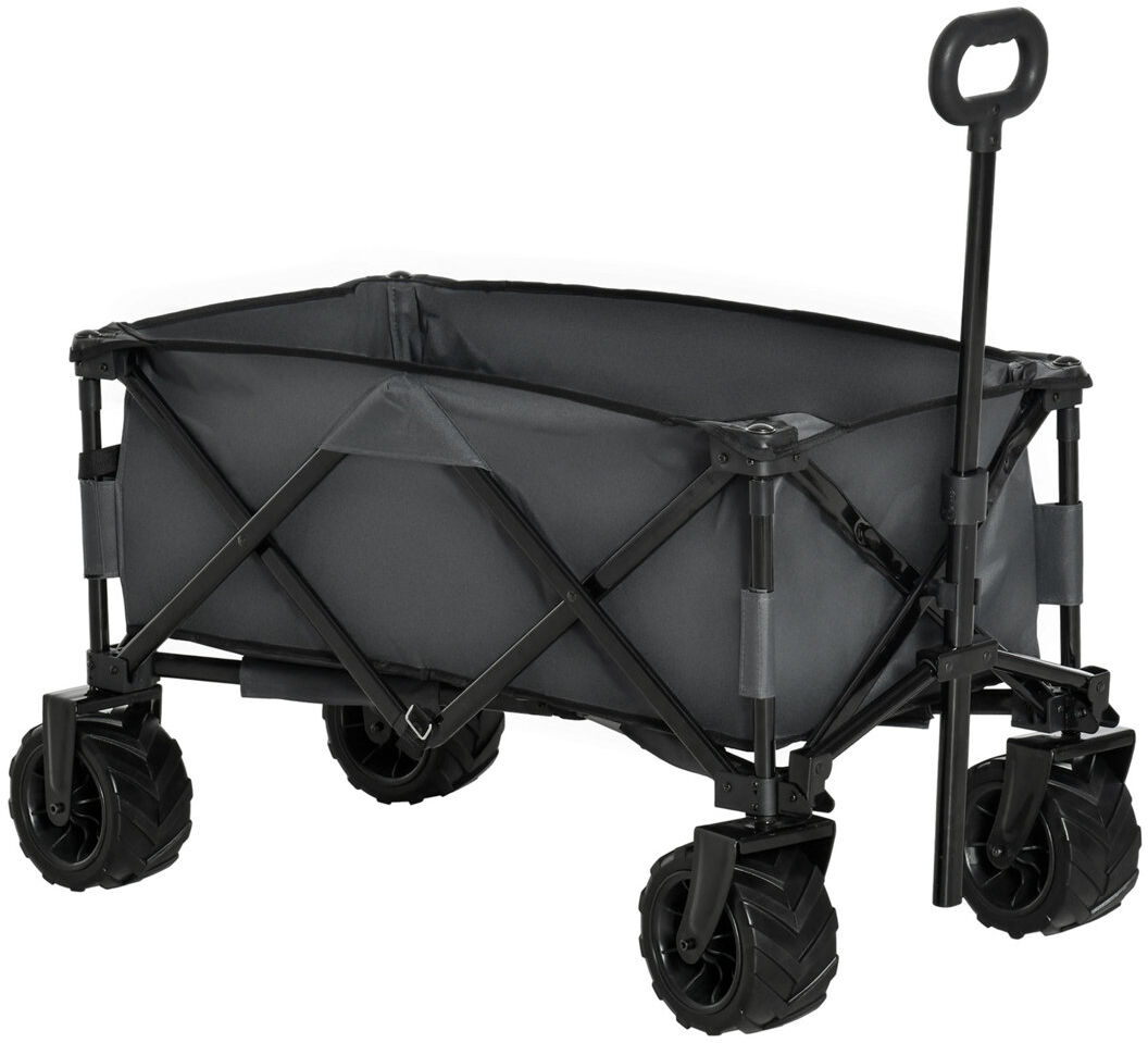 WFX Utility Outsunny 205L Festival Trolley on Wheels Folding Telescopic Handle Grey Dark Grey 89cm H X 55cm W X 108cm D