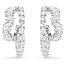 Swarovski  Matrix Kreolen Verschiedene Schliffe, Herz, Weiß, Rhodiniert