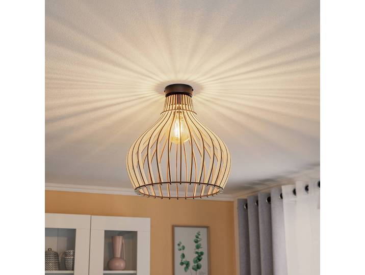 Deckenleuchte Barrel TEMAR LIGHTING, dimmbar, Holz hell, für Wohn- / Esszimmer, Holz, Landhaus / Rustikal