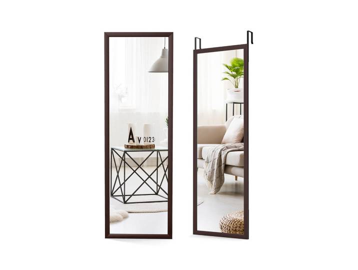 Costway Wandspiegel Türspiegel Braun, Holz, 107x37x2 cm, Spiegel, Wandspiegel