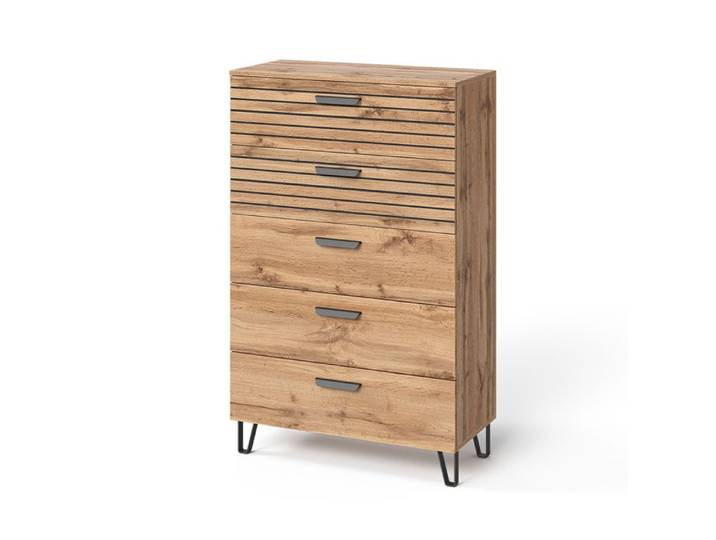 Commode avec tiroirs Amber 80x127.6cm avec 5 tiroirs Chêne Wotan Vicco 55552