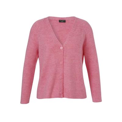 Strickjacke VIA APPIA DUE "VIA APPIA DUE Strickjacke", Damen, Gr. 46, pink (orchidee melange), Casual, regular fit, V-Ausschnitt, Strickjacken Strickjacke, Große Größen