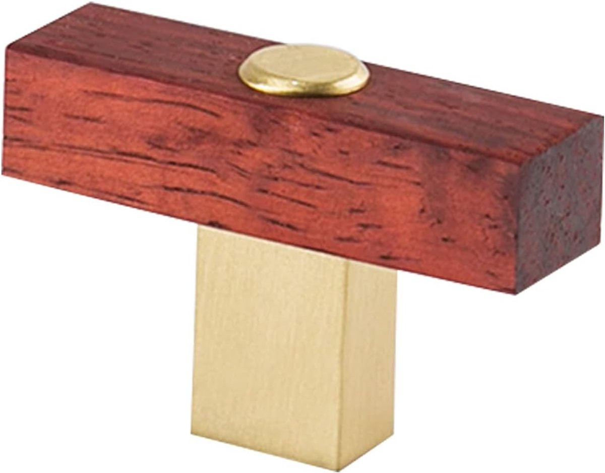 Houten Kastgrepen Messing Onderlade Naturel - Massief Hout en Messing