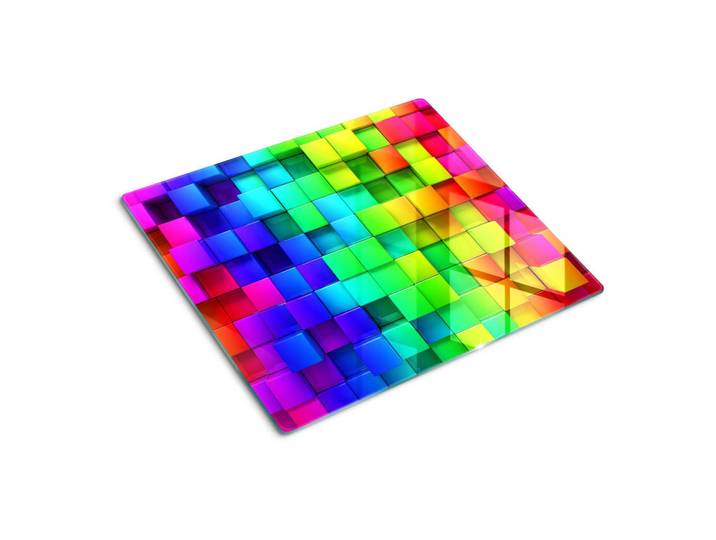 Tulup Glasplatte 60x52 cm Bunte Schachteln, Schwarz, Schwarz Hochglanz, Glas, 60x0.4x52 cm, Küchen, Küchenelektrogeräte, Herde, Herdabdeckplatten