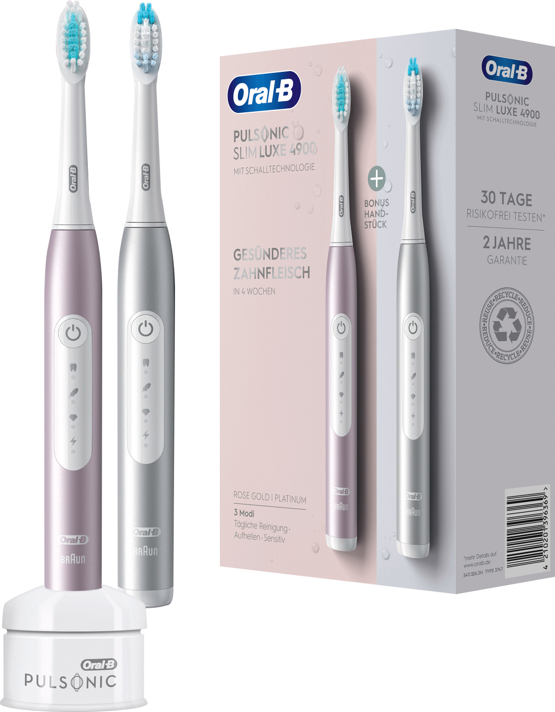 Oral-B Pulsonic Slim Luxe 4900 Platinum/Rosegold mit 2. Handstück