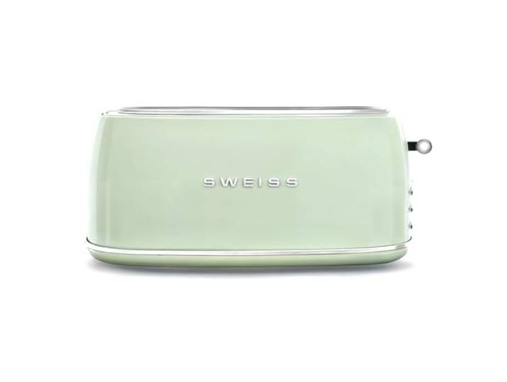 SWEISS Vintage Toaster GRV7, 2 Schlitze, 6 Bräunungsstufen, Spezialbreite für Baguettes, Auftaufunktion, schnell und gleichmäßig, einfache Reinigung, Krümelschublade, Edelstahl, 1500 W, Pastell Grün