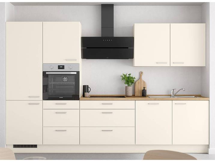 Küchenzeile High-Line Touch Variante D 330cm Ausrichtung links Beige/Magnolia/Eiche Sierra Dekor AEG