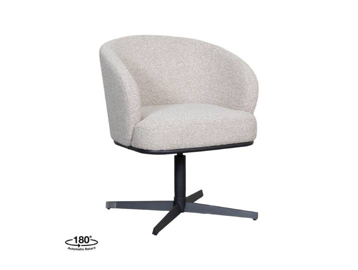 LABEL51 Eetkamerstoel Cannes - Naturel - Royal Boucle - Zwart Metaal
