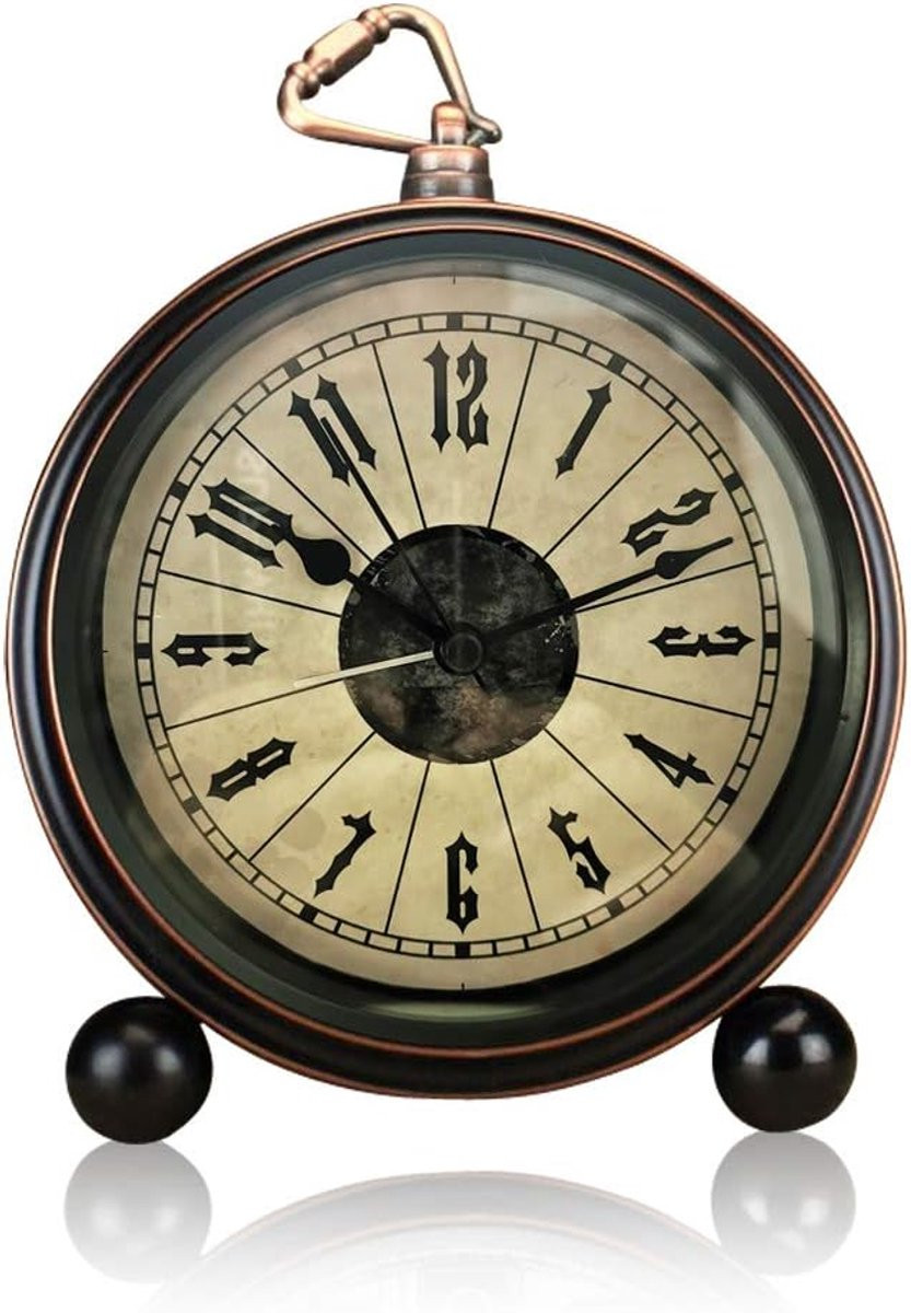 SnelShoppen Retro Alarmklok 5 Inch - Vintage Analoge Tafelklok in Antiek Metaal