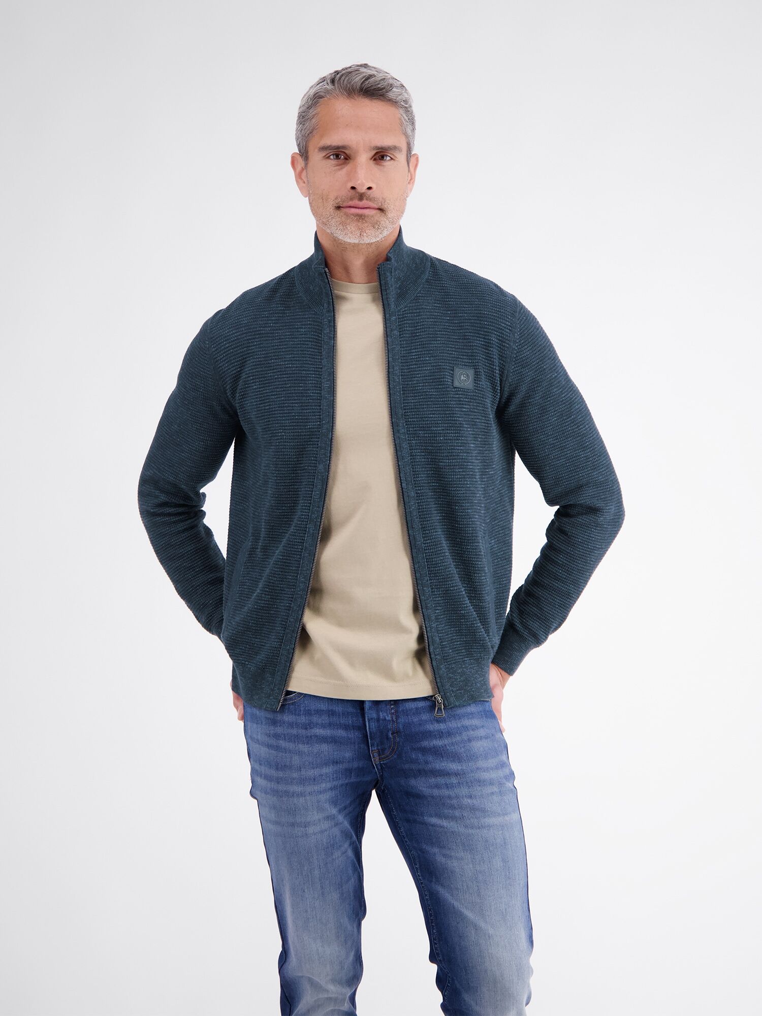 Strickjacke LERROS "Sportive Strickjacke aus hochwertiger Baumwolle", Herren, Gr. L, blau (classic navy), 100% Baumwolle, Strickjacken Strickjacke