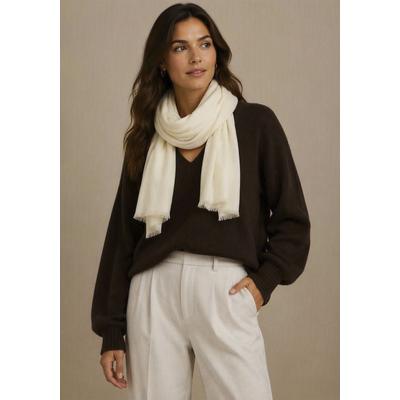 Schal LAURA SCOTT, Damen, beige (champagner), Web, Viskose, unifarben, Modetücher Schal, Schal-Tuch mit feinen Fransen