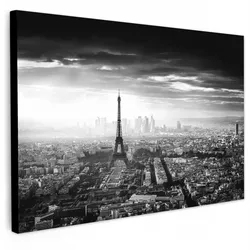 LEINWANDBILD Paris - Skyline - Eiffelturm - Stadt - Wolken XXL 150x100 cm
