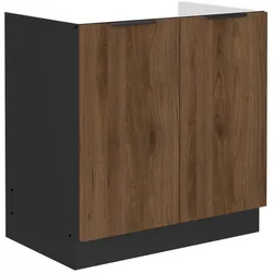 Küchen Spülenunterschrank 80 cm Küche MONZA Okapi Nußbaum Küchenzeile
