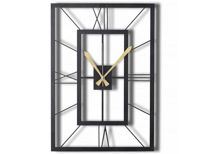 Wanduhr, Schwarz, Metall, 49x34.5x3 cm, 3D-Zahlen, Dekoration, Uhren, Wanduhren