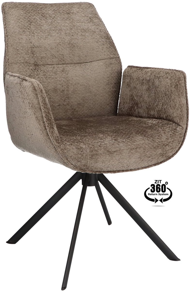 Icon Living Armstoel Lux Movie Taupe met Black 360° Return-System