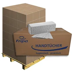 Papierhandtücher Fripa natur 25x23 cm, Palette Palette mit 28 x 5000 Blatt Zick-Zack (ZZ) Falz, 1-lagig