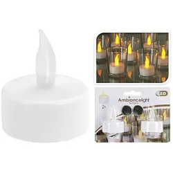 2er Set LED Teelicht inkl. Batterien 4cm in weiss