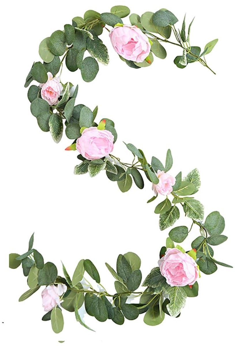 Kunstmatige Rozenkrans met Roze Bloemen voor Muurdecoratie