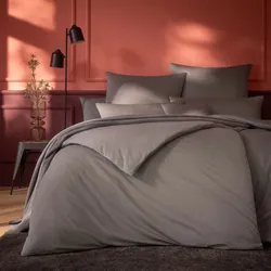 Estella Mako Interlock Jersey Bettwäsche Uni Takoma 140x200 cm + 70x90 cm | taupe - grau