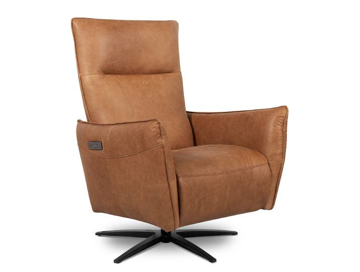 Relaxsessel Braun Echtleder Arelia Elektrisch verstellbar: 2 Motoren mit Kabel 77 x 107 x 88cm