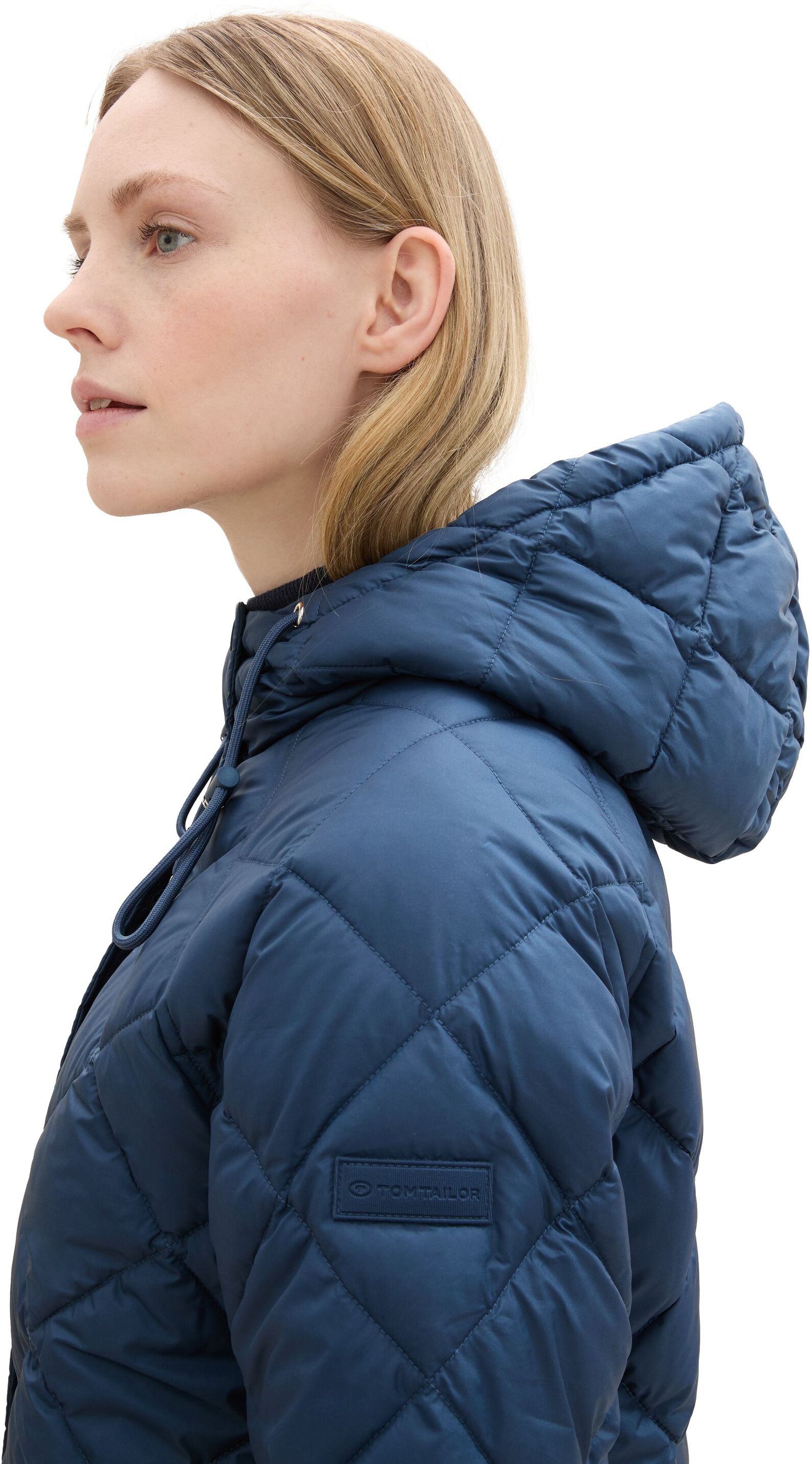 Steppmantel TOM TAILOR, Damen, Gr. S (36), blau (nighttime blau), Steppware, Obermaterial: 100% Polyester. Futter: 100% Polyester, unifarben, regular fit kniefrei, Rundhals, Mäntel Steppmantel, mit Kapuze nighttime blau S (36)
