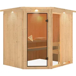 Karibu Sauna Fiona 2-Ohne Ofen-Inkl. Dachkranz