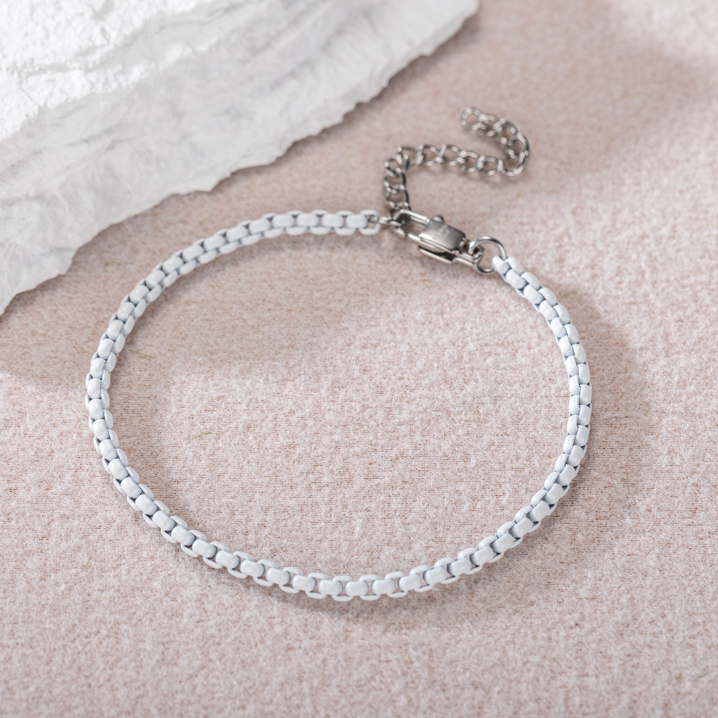 Fußkette FIRETTI "Schmuck Geschenk Edelstahl Fußschmuck Venezianerkette Color", silber (weiß, edelstahlfarben), Fußketten, Damen, Edelstahl, Fußkette