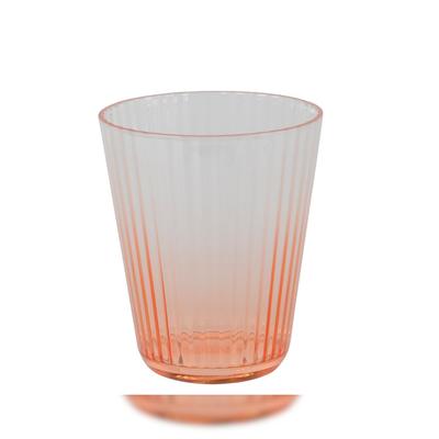 Decoris Trinkglas 10cm Kunststoff - Trinkbecher mit Rillen Becher Gläser Trinkgeschirr Wasserglas Saftglas Limonadenglas Cocktailglas Transparent Orange