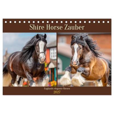 Shire Horse Zauber. Englands elegante Riesen (Tischkalender 2027 DIN A5 quer), CALVENDO Monatskalender