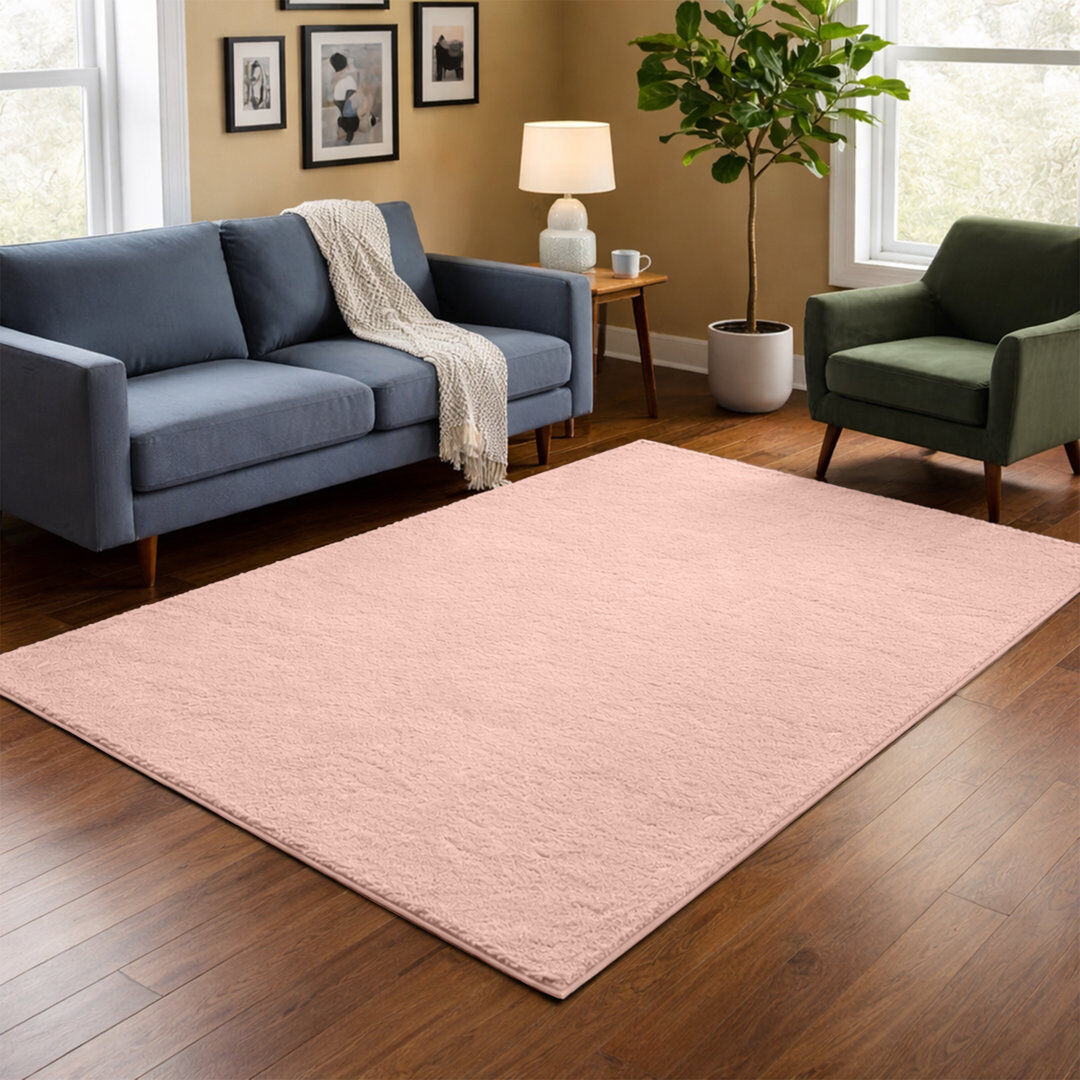 Fairmont Park Luxurious Fluffy High-pile Living Room Large Area Rug Light Pink Rectangle 160 x 230 cm