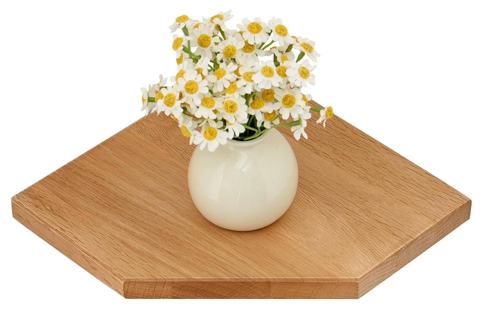 Merkloze eiken wandplank voor planten en decoratie, hoekmodel, Breedte: 30 cm