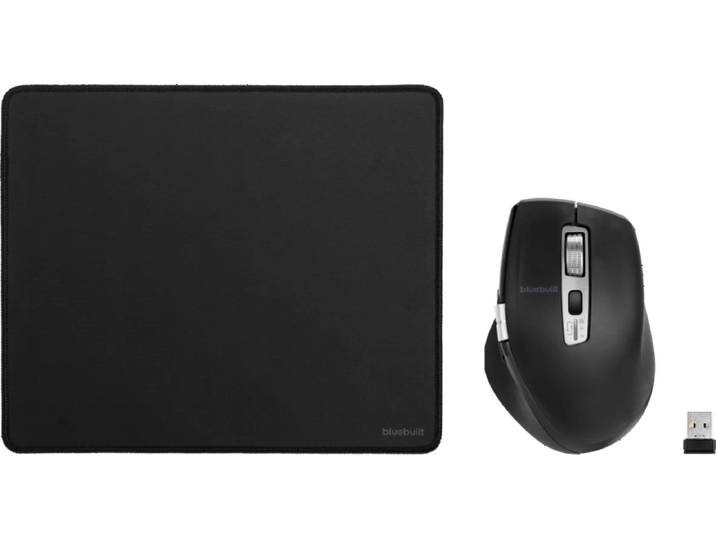 BlueBuilt Maximus Draadloze Ergonomische Bluetooth Muis + BlueBuilt Muismat M 20 x 24 cm