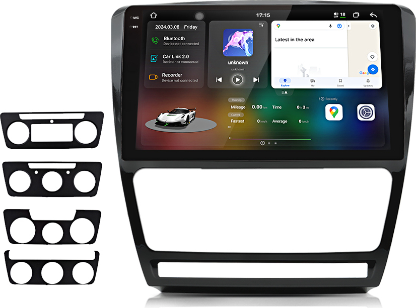 2K 10.36"Android 15 Autoradio 8+256GB 8-Kern Für Skoda Octavia 2008-2013 CarPlay Android Auto GPS Navi WIFI 4G BT DAB+ SWC